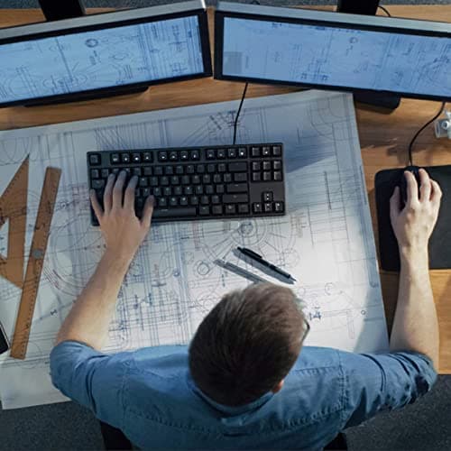 VELOCIFIRE TKL02 Mechanical Keyboard TKL 87 Key Tenkeyless Ergonomic with Quiet Brown Switches, and White LED Backlit for Copywriters, Typists and Programmers image