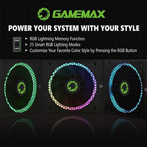 GameMax RGB Rainbow 850 W 80+ Gold Certified Fully Modular ATX Power Supply image