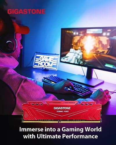 GIGASTONE Game PRO 32GB Kit (4x8GB) DDR4 3200MHz CL16 RED image