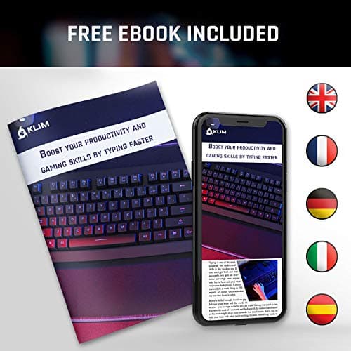 KLIM Lightning Gaming Keyboard + 7 LED Colors + Ergonomic Semi Mechanical Keyboard with Metal Frame + Compatible with PC Mac PS4 Xbox One + Wired Hybrid Keyboard + Teclado Gamer + New 2020 Version image