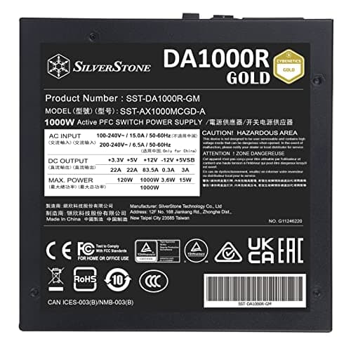 Silverstone DA1000R Black 1000W Fully Modular 80+ Gold image