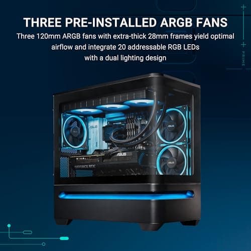 Asus Prime AP202 Micro ATX Mid Tower Black with Tempered Glass Side Panel and USB 3.2 Gen 2x2 Type-C, USB 3.2 Gen 1 Type-A image