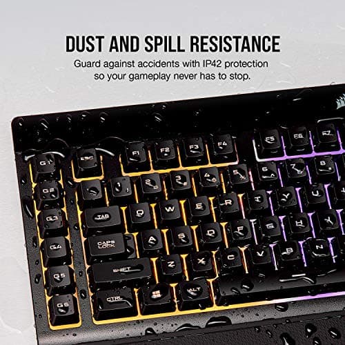 Corsair K55 RGB Gaming Keyboard - Quiet & Satisfying LED Backlit Keys - Media Controls - Wrist Rest Included - Onboard Macro Recording image