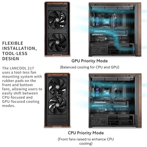 Lian Li LANCOOL 217 ATX Mid Tower Black / Brown with Tempered Glass Side Panel and USB 3.2 Gen 2 Type-C USB 3.2 Gen 1 Type-A image