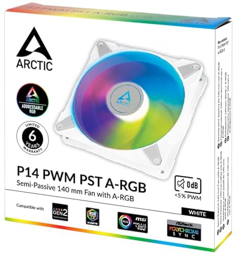 ARCTIC P PST 140mm White PWM Addressable RGB 68.9 CFM image