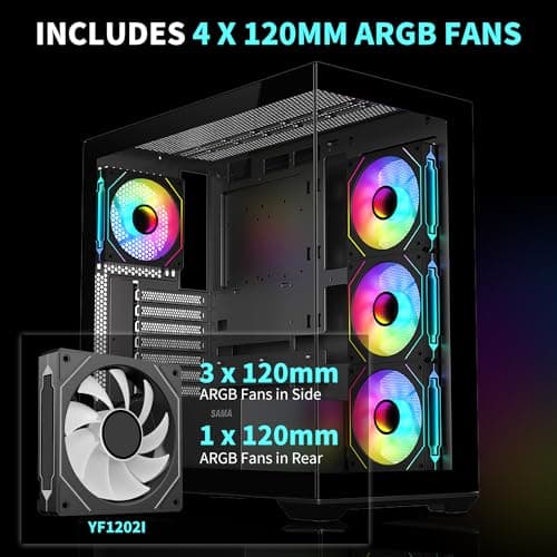 SAMA SV01 ATX Mid Tower Black Tempered Glass Side Panel, USB 3.2 Gen 2 Type-C USB 3.2 Gen 1 Type-A image