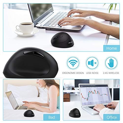 Left-Handed Mouse, Jelly Comb Wireless 2.4GHz Left Hand Ergonomic Vertical Mouse with USB Receiver, Sensitive and Quiet Click MV09E image