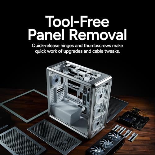 Cooler Master MasterFrame 600 ATX Mid Tower Silver Tempered Glass Side Panel, Front Panel: USB 3.2 Gen 2x2 Type-C USB 3.2 Gen 1 Type-A image