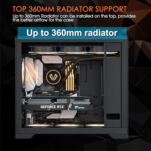 Vetroo AL-MESH-7C ATX Mid Tower Black Tempered Glass Side Panel and USB 3.2 Gen 2 Type-C / USB 3.2 Gen 1 Type-A image