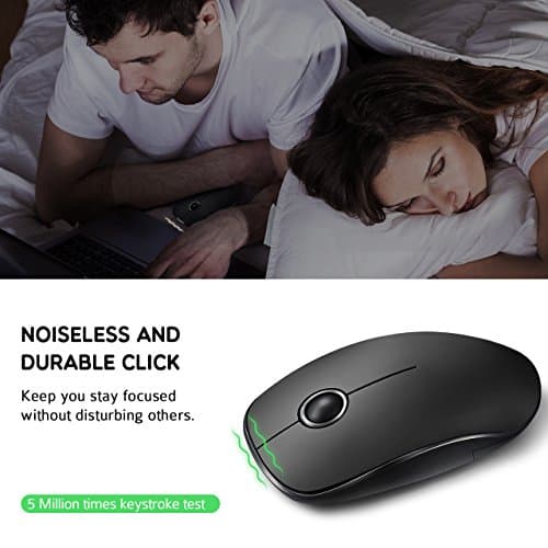 VicTsing [Upgraded] Slim Wireless Mouse, 2.4G Silent Laptop Mouse with Nano Receiver, Ergonomic Wireless Mouse for Laptop, Portable Mobile Optical Mice for Laptop, PC, Computer, Notebook, Mac - Black image