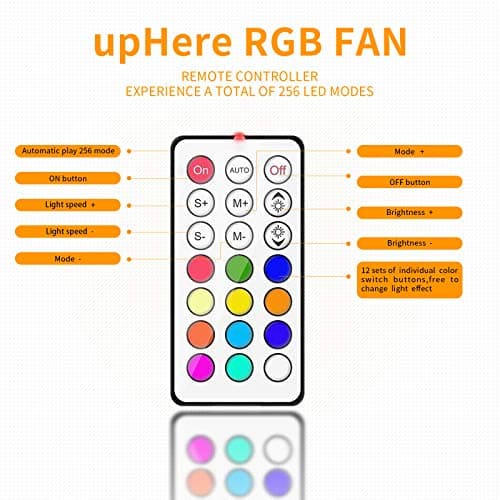 upHere RGB Series Case Fan, Wireless RGB LED 120mm Fan,Quiet Edition High Airflow Adjustable Color LED Case Fan for PC Cases-5 Pack,RGB123-5 image