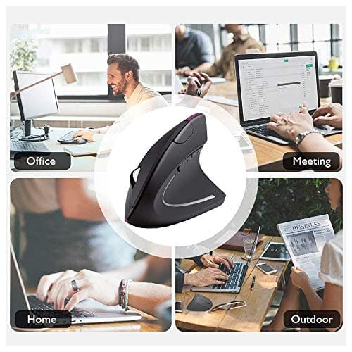 Wireless Ergonomic Mouse,Funwaretech 【Rechargeable】 2.4G Vertical Optical Mice,800/1200 /1600 DPI with 6 Buttons for Laptop,Desktop,PC, MacBook - Purple image
