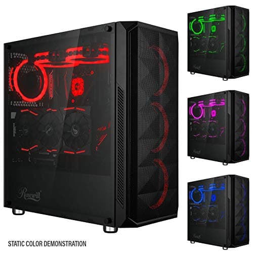 Rosewill SPECTRA D100 ATX Mid Tower Black with Tempered Glass Side Panel and USB 3.2 Gen 1 Type-A, USB 2.0 Type-A image