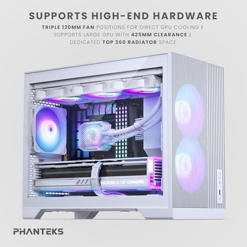 Phanteks XT M3 Micro ATX Mid Tower White Tempered Glass Side Panel, USB 3.2 Gen 2x2 Type-C USB 3.2 Gen 1 Type-A image