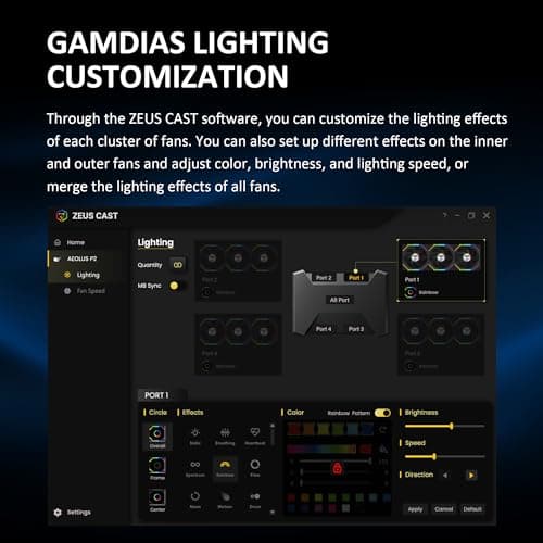 GAMDIAS AEOLUS P2 120mm Black Addressable RGB PWM 74.97 CFM 3-Pack image