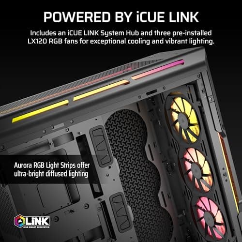 Corsair iCUE 5000T LX RGB ATX Mid Tower Black with Tempered Glass Side Panel and USB 3.2 Gen 2 Type-C, USB 3.2 Gen 1 Type-A image