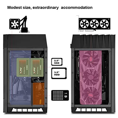 Silverstone Lucid LD03-AF Mini-ITX Tower Black with Tempered Glass Side Panel and USB 3.2 Gen 2 Type-C, USB 3.2 Gen 1 Type-A image