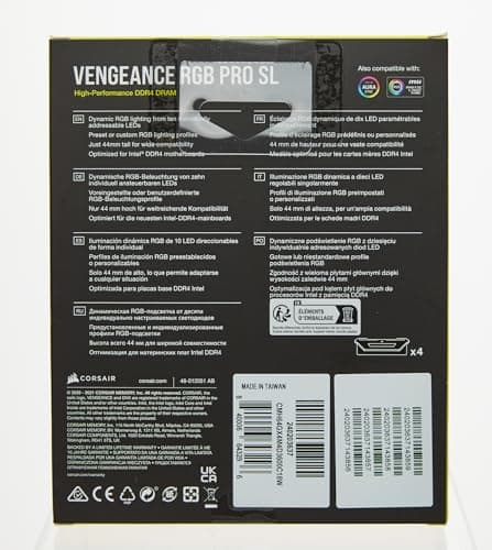 Corsair Vengeance RGB Pro SL White DDR4-3600 CL18 64GB (4x16GB) image