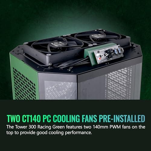 Thermaltake The Tower 300 MicroATX Mini Tower Tempered Glass Side Panel - Racing Green image