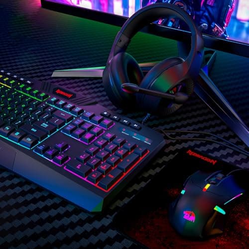 Redragon S101 Wired RGB Backlit Gaming Keyboard and Mouse, Gaming Mouse Pad, Gaming Headset Combo All in 1 PC Gamer Bundle for Windows PC - (Black) image