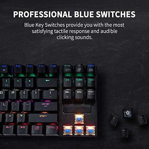 STOGA Mechanical Gaming Keyboard, Anti Ghosting USB Wired Gaming Keyboard with 87 Keys, Alloy Base, 10 Kinds of Backlight Modes LED Backlit image