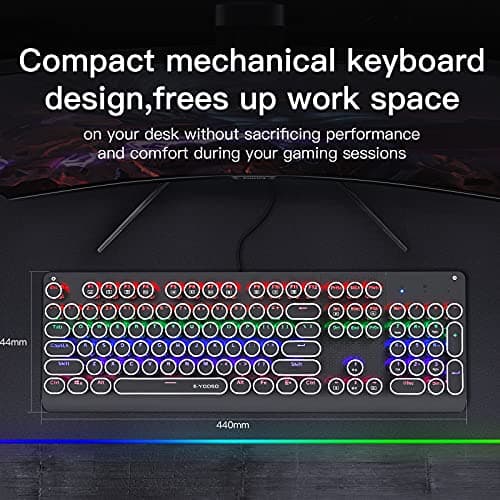 E-YOOSO K600 Retro Mechanical Gaming Keyboard 104 Key, LED Backlit Keyboard with Blue Switches image