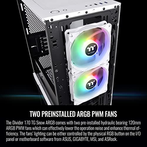 Thermaltake Divider 170 TG Snow ARGB Micro ATX Mid Tower White / Black Tempered Glass image