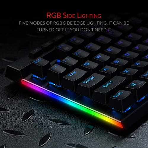 Redragon K580 VATA RGB LED Backlit Mechanical Gaming Keyboard with Macro Keys & Dedicated Media Controls, Onboard Macro Recording (Blue Switches) image