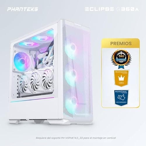 Phanteks Eclipse G360A ATX Mid Tower White Tempered Glass Side Panel image
