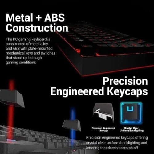 Redragon K552-BB Mechanical Gaming Keyboard and Mouse Combo & Large Mouse Pad & PC Gaming Headset with Mic, 87 Key RED LED Backlit Keyboard for Windows PC (Keyboard, Mouse, Headset Mousepad Set) image