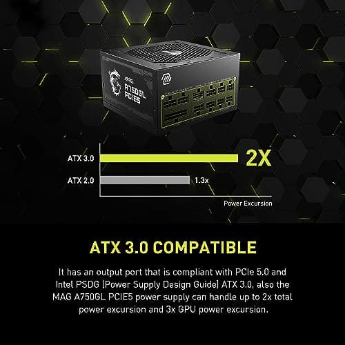 MSI MAG A750GL PCIE5 Black 750W Fully Modular 80+ Gold Certified image