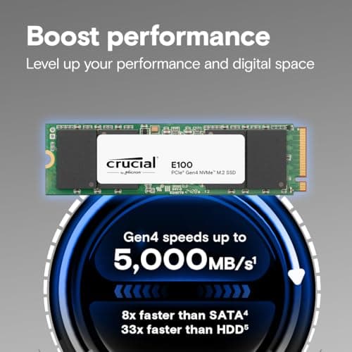 Crucial CT1000E100SSD8 1TB M.2-2280 SSD PCIe 4.0 X4 NVMe image
