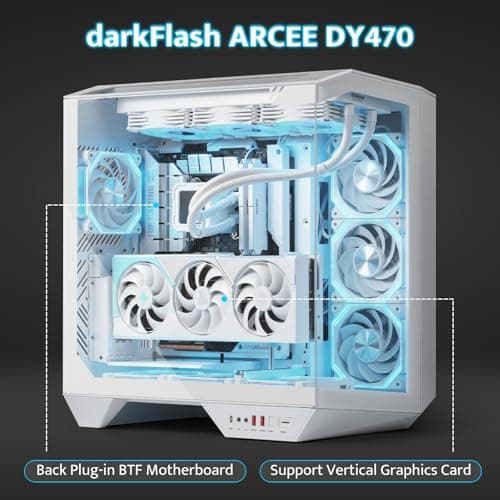 darkFlash DY470 ATX Mid Tower White with Tempered Glass Side Panel image