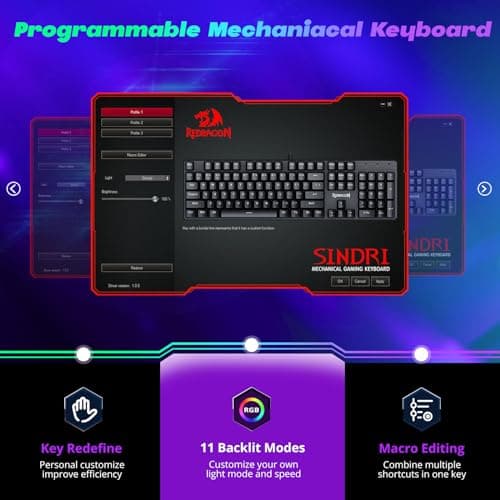 Redragon K555 INDRAH RGB Wired Outemu Blue Gaming Keyboard image