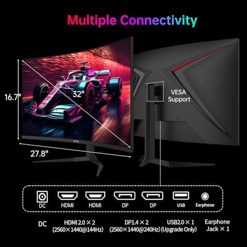 KTC H32S25E 32" 1440p 240Hz VA Curved Monitor image