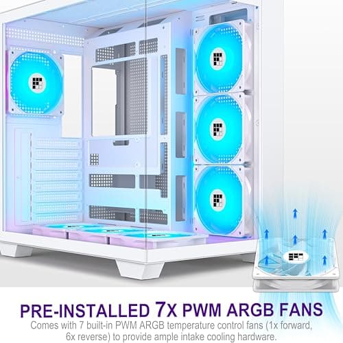 FOIFKIN F600 PC Case - Pre-Installed 7 PWM ARGB Fan, ATX Mid-Tower, FOIFKIN (White, F600) image