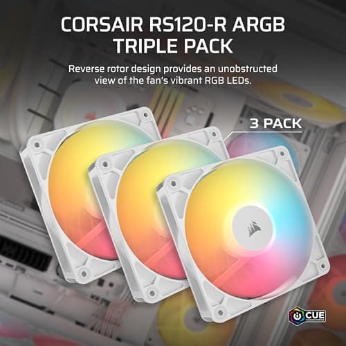 Corsair RS120-R 120mm White Addressable RGB PWM 65.82 CFM 3-Pack image