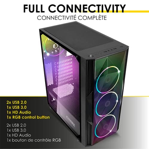Empire Gaming Diamond ATX Mid Tower Black with Tempered Glass Side Panel and USB 3.2 Gen 1 Type-A, USB 2.0 Type-A Front Panel image