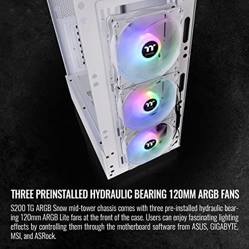 Thermaltake S200 ATX Mid Tower White Tempered Glass Side Panel ARGB image
