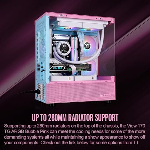 Thermaltake View 170 ARGB Micro ATX Mini Tower Pink / Blue Tempered Glass Side Panel, USB 3.2 Gen 1 Type-A image
