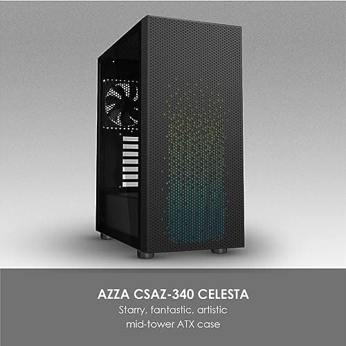 Azza Celesta 340F ATX Mid Tower Black Tempered Glass USB 3.2 Gen 1 Type-A USB 2.0 Type-A image