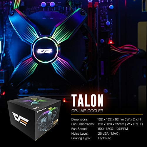 DarkFlash Talon CPU Cooling Cooler LED RGB PWM Fan with Four Heat pipes for Intel : LGA 775/ 115x/ 1366 and AMD : AM4/ AM3 (Corei3/ i5) | DF-TALON image