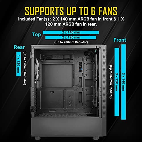 Antec NX410 ATX Mid Tower Black with Tempered Glass Side Panel and USB 3.2 Gen 1 Type-A, USB 2.0 Type-A image