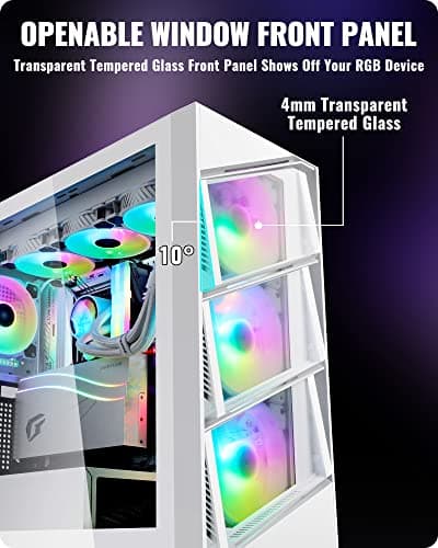 Segotep T3 Aeolus ATX Mid Tower White with Tempered Glass Side Panel and USB 3.2 Gen 2 Type-C USB 3.2 Gen 1 Type-A image