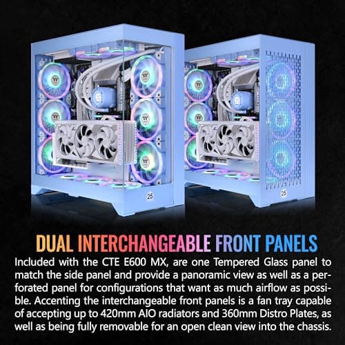 Thermaltake CTE E600 ATX Mid Tower Blue Tempered Glass Side Panel, USB 3.2 Gen 2 Type-C USB 3.2 Gen 1 Type-A Front Panel image