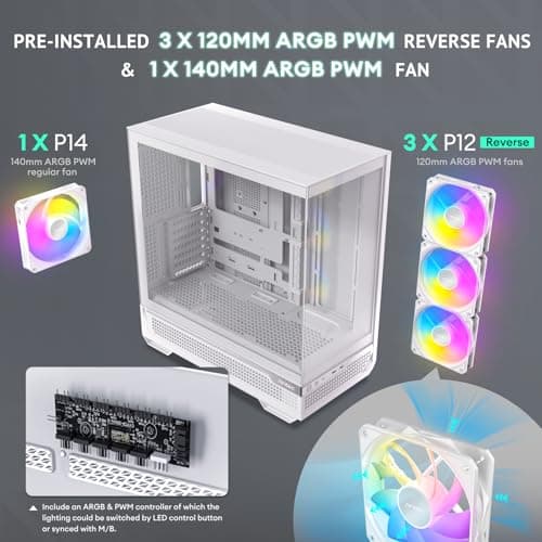 Antec C7 ATX Mid Tower White Tempered Glass Side Panel ARGB image