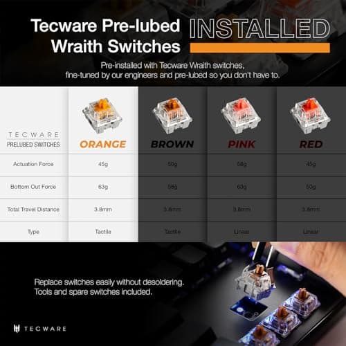 Tecware Phantom+ RGB Wired Tecware Wraith Brown Gaming Keyboard image