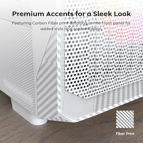 Montech X5 ATX Mid Tower White with Tempered Glass Side Panel and USB 3.2 Gen 2x2 Type-C, USB 3.2 Gen 1 Type-A, USB 2.0 Type-A image