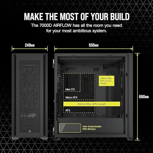 Corsair 7000D AIRFLOW ATX Full Tower Black Tempered Glass Side Panel image