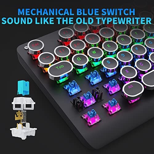 E-YOOSO K600 Retro Mechanical Gaming Keyboard 104 Key, LED Backlit Keyboard with Blue Switches image